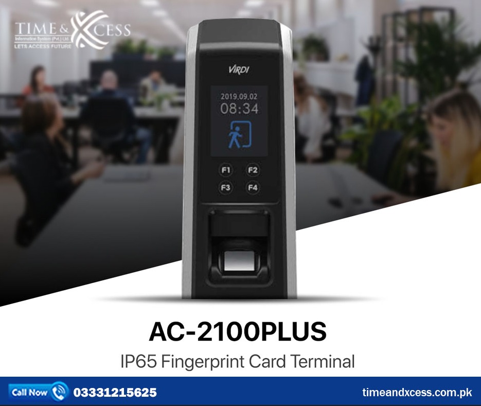 virdi AC-2100Plus, is an outdoor fingerprint recognition terminal with IP65 dust & waterproof